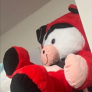 Huge Red and Black Plush Cow Toy